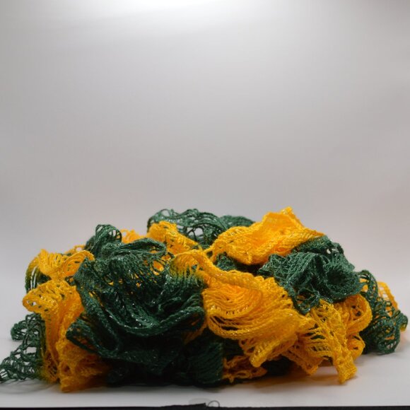 Homemade Green and Yellow Ruffle Scarf - Picture 1 of 2